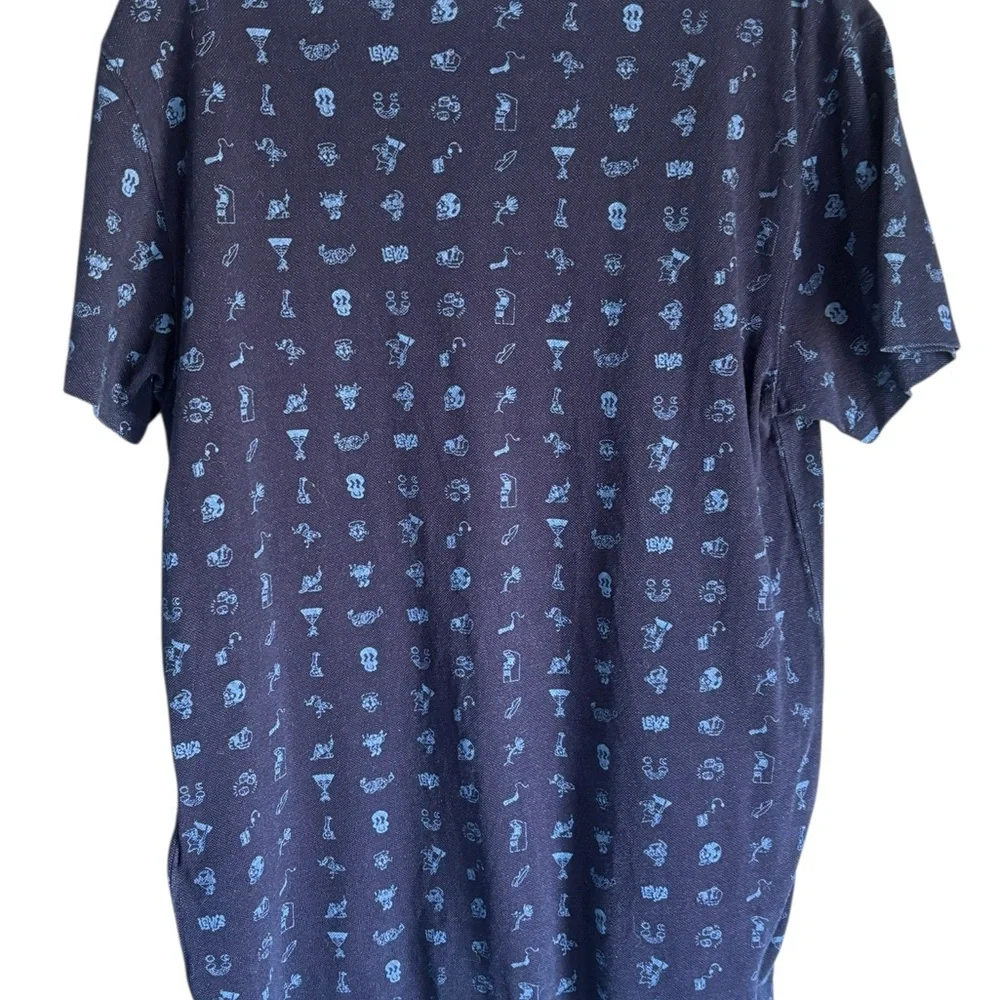 Levi’s‎ Men’s Size M Cotton Polo Navy Blue Alien Print Graffiti Rare Print